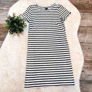 Talbots Black and White Striped Midi Dress